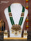 Beaded multilayer green necklace sidhi pudhi ganesha pendant with kemp & cz stones and pearl hangings in victorian finish
