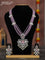 Beaded multilayer baby pink necklace peacock design with cz stones and hangings