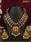 Antique guttapusalu necklace lakshmi pendant with kemp & cz stones and pearl & beads hanging