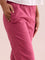 Women Solid Dark Pink Cotton Pencil Pant