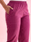 Women Solid Dark Wine Cotton Pencil Pant