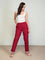 Women Solid Maroon Cotton Pencil Pant