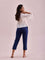 Women Solid Navy Mid Rise Cropped Pencil Pant