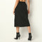 Calf Length Solid Betty Skirt with Side Slit and Patch Pockets