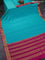 Pure mysore silk saree teal blue and pink with zari woven buttas and zari woven border