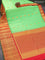 Pure gadwal silk saree light green and red with zari woven buttas and temple design annam zari woven border