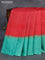 Pure soft silk saree red and teal green with allover silver zari weaves and silver zari woven border