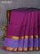 10 yards silk cotton saree purple and blue with plain body and long rettapet zari woven border without blouse