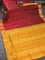 10 yards silk cotton saree maroon and mustard yellow with allover vairosi pattern and annam & elephant zari woven border without blouse