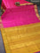 10 yards silk cotton saree pink and dark mustard with allover vairosi pattern and zari woven border without blouse