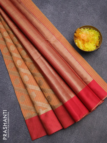 Banarasi kota saree mustard yellow and maroon with allover zari weaves & buttas and zari woven simple border