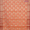 Banarasi kota saree peach orange and red shade with zari woven leaf buttas and zari woven border