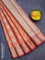 Banarasi kota saree peach orange and reddish pink with zari woven floral buttas and zari woven border