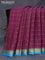 Pure mysore silk saree purple and cs blue with allover zari checked pattern and zari woven border