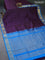 10 yards silk cotton saree deep violet and cs blue with allover zari weaves & buttas and zari woven border