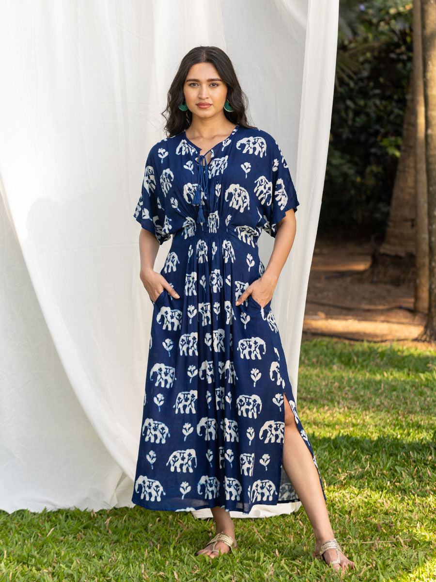 Malhar Indigo Kaftan Maxi Dress