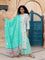 Turquoise Ikat Block Printed Mulmul Dupatta