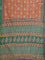 Chanderi bagru saree orange and beige teal green with allover kalamkari prints and small zari woven border
