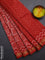 Chanderi bagru saree red with allover ikat prints and maheshwari border