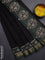 Chanderi bagru saree black and beige with plain body and maheshwari border