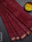 Chanderi bagru saree maroon with allover prints and maheshwari border