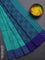 Bengal soft cotton saree teal blue and navy blue with allover weaves and simple border