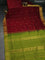 10 Yards silk cotton saree deep maroon and light green with zari woven buttas and zari woven border
