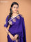 Banarasi crepe saree violet with stripes pattern and mirror work & banarasi style border