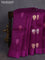 Banarasi organza silk saree deep purple with silver & gold zari woven buttas and satin border