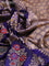 Banarasi uppada silk saree navy blue with allover zari woven floral brocade weaves and zari woven border