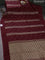 Banarasi mushru silk saree maroon with allover stripes pattern & zari weaves and satin border