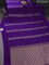 Banarasi mushru silk saree violet with allover stripes pattern & zari weaves and satin border