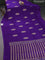 Banarasi mushru silk saree violet with allover stripes pattern & zari weaves and satin border