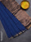 Bengal soft cotton saree cs blue with plain body and temple design zari woven border
