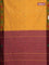 Arani semi silk saree mango yellow and maroon with thread woven buttas and thread woven butta border