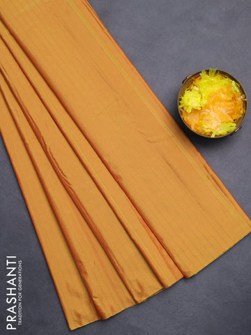 Arani semi silk saree mustard yellow with allover copper zari weaves in borderless style