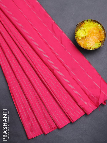 Arani semi silk saree pink with allover silver zari weaves in borderless style