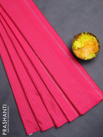 Arani semi silk saree pink with allover silver zari weaves in borderless style