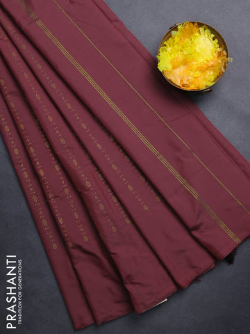 Arani semi silk saree maroon with allover zari weaves in borderless style