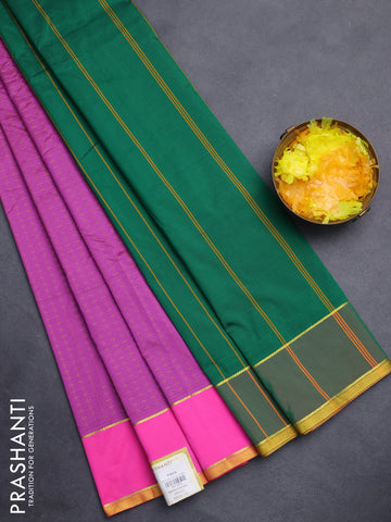 Arani semi silk saree purple and pink with allover thread weaves and rettapet zari woven border`