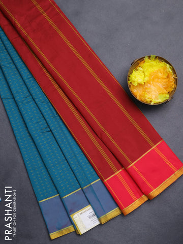 Arani semi silk saree peacock green and maroon with allover thread weaves and rettapet zari woven border`