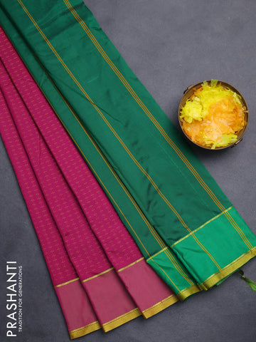Arani semi silk saree dark magenat pink with allover thread weaves and rettapet zari woven border`