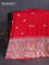 Banarasi raw silk saree red with sillver zari woven coin buttas and silver zari woven paithani style border