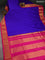 10 Yards silk saree blue and pink with plain body and zari woven border