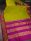 10 Yards silk saree lime green and purple with plain body and zari woven border