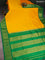 10 Yards silk saree mango yellow and green with plain body and zari woven border