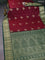 Bangalori silk saree maroon and green with zari woven buttas and zari woven border