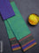 Chettinad cotton saree dual shade of green and blue with plain body and thread woven border