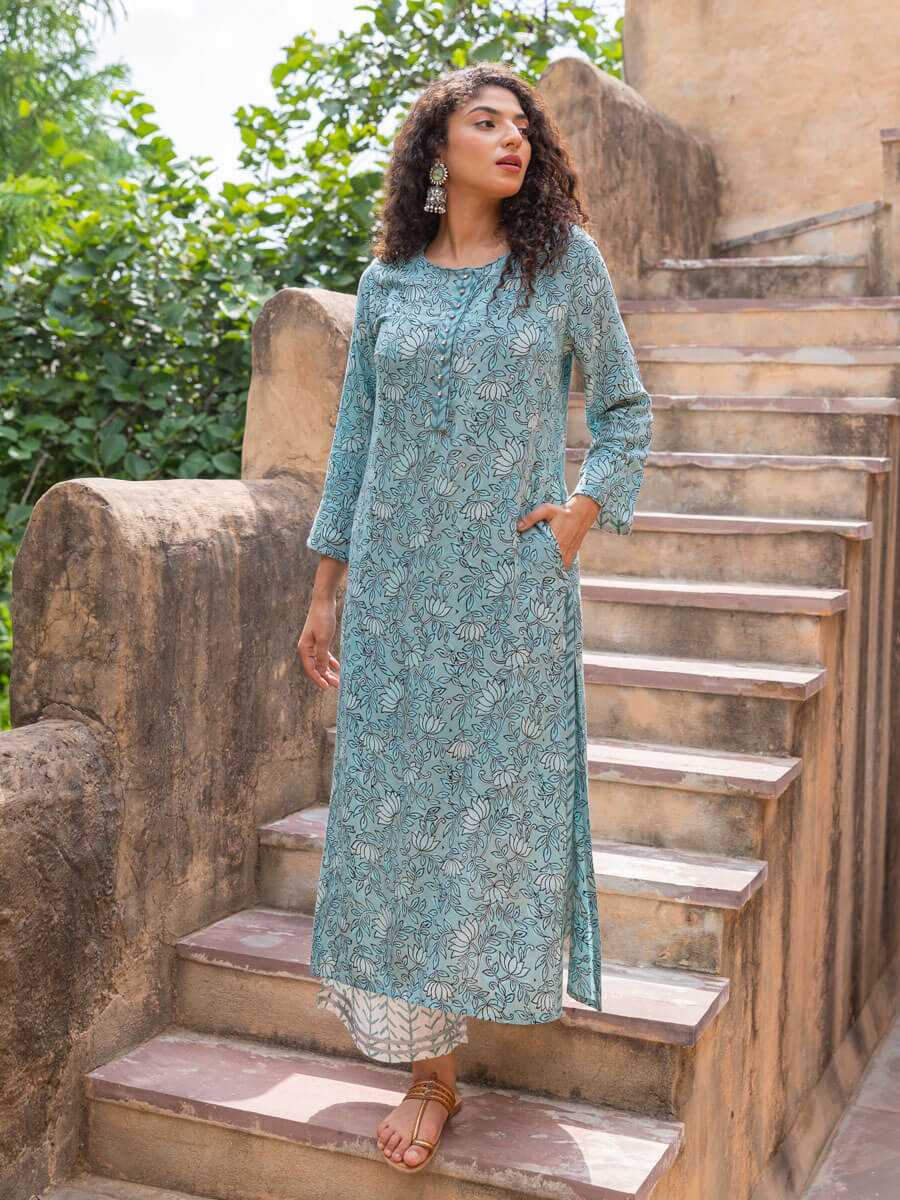 Naomika Modal Dabu Printed Long Kurta