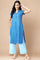 Blue Checker Pure Cotton Straight Short Sleeves Kurta and Palazzo Set